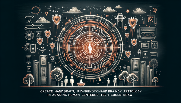 Futuristic chalkboard illustration of cybersecurity concepts.