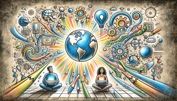 Hopeful doodle of global connectivity and automation.