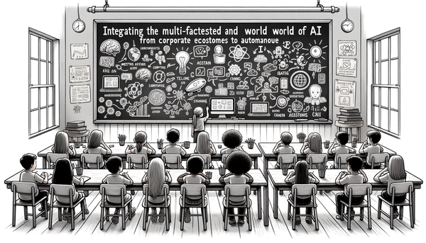 Classroom illustration showcasing AI concepts