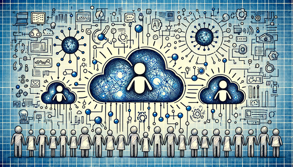 Doodle artwork illustrating interconnected figures symbolizing connectivity.