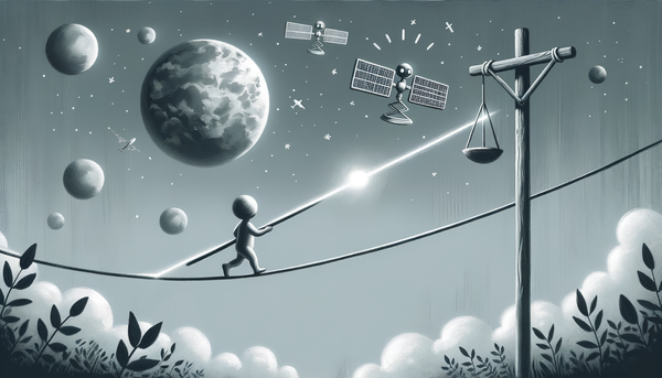 Grayscale painting of AI and ethical balance