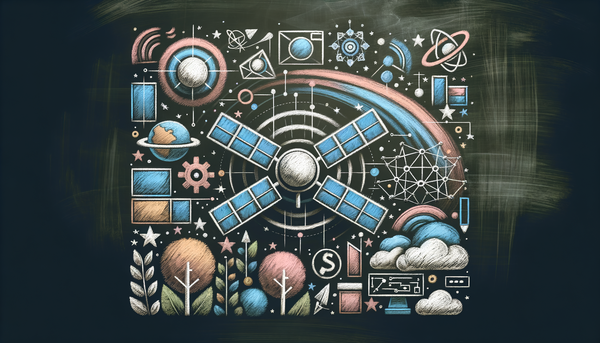 Abstract illustration of satellites representing connectivity.