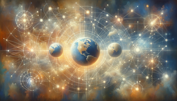 Interconnected globes illustrating human-centric technology.