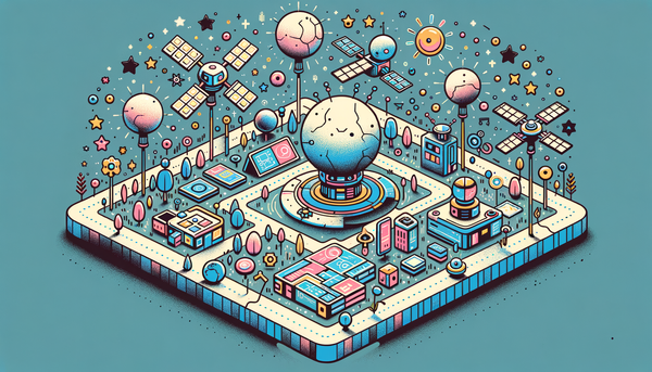 Doodle art of satellites and automation theme.
