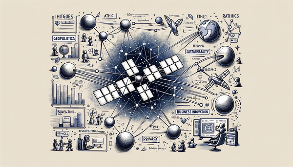 Conceptual sketch showcasing AI and ethics themes.
