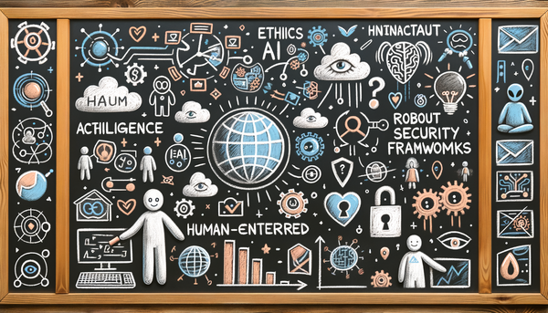 Chalkboard scene illustrating AI concepts with soft colors.
