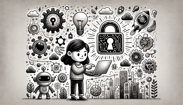 Doodle artwork representing cybersecurity and innovation.