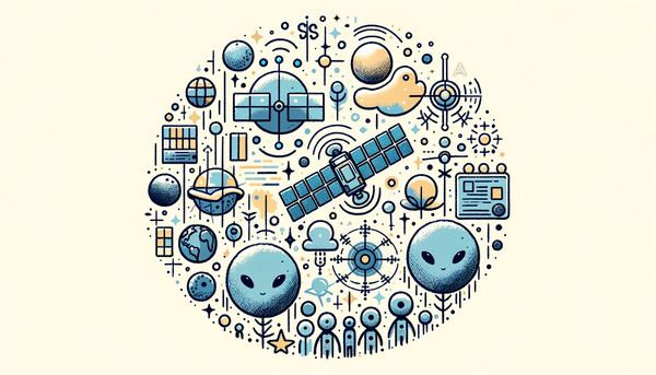Doodle of satellites representing connectivity and innovation