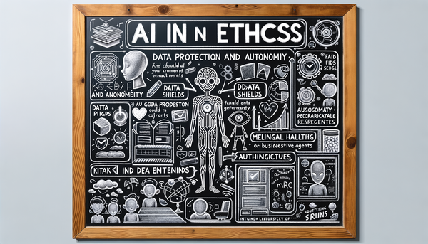 Chalkboard drawing representing AI ethics concepts.
