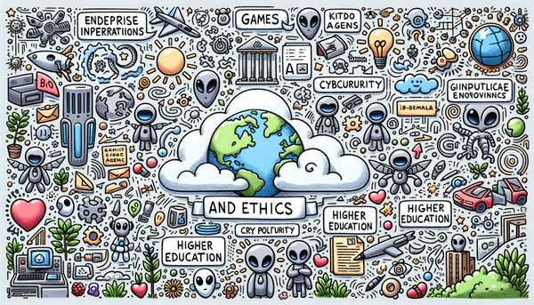 Doodle representing artificial intelligence and ethics concepts.