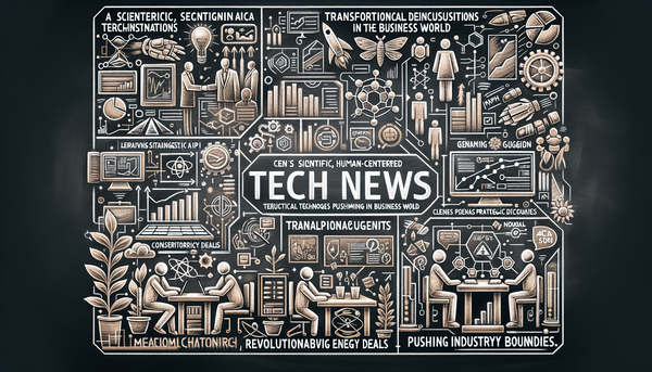 Chalkboard style illustration of a tech scene
