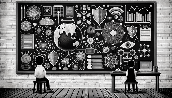 Grayscale collage depicting AI concepts visually.