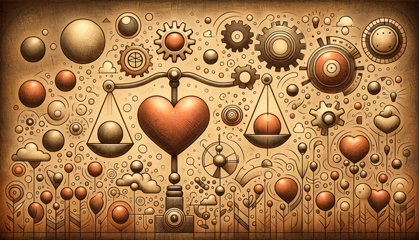 Doodle depicting AI ethics with warm colors.