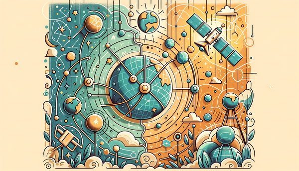 Illustration of satellites symbolizing global connectivity.