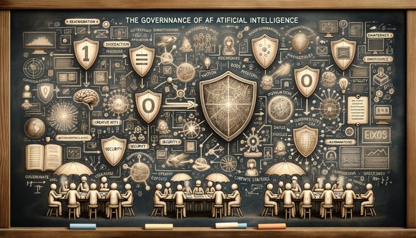 A chalkboard drawing on AI governance concepts.