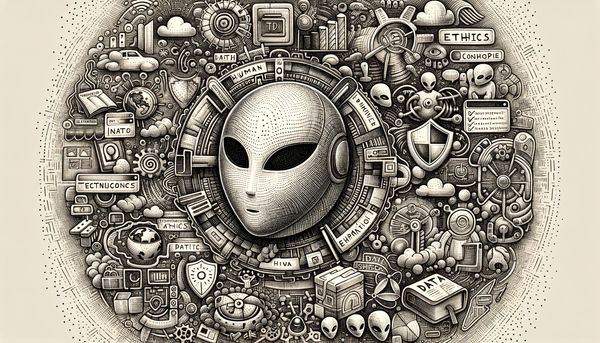 Doodle of artificial intelligence and ethics concepts