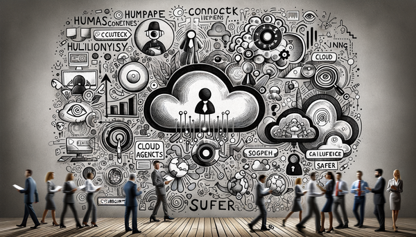 Doodle illustrating cybersecurity themes in grayscale.