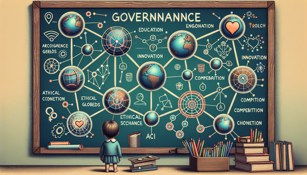 Retro chalkboard image depicting AI governance concepts.
