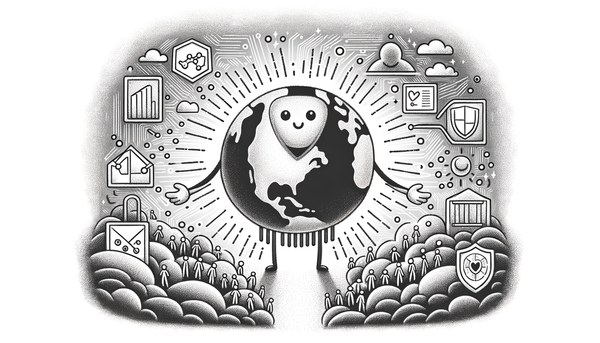 Monochromatic doodle of AI and Ethics concept