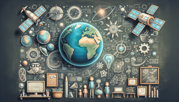 Chalkboard drawing showcasing AI and ethics concepts.