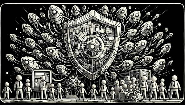 Doodle style art depicting AI governance concepts.