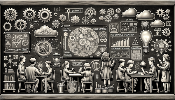 Intricate chalkboard drawing of future work themes.
