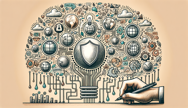 A doodled scenery depicting AI governance concepts.