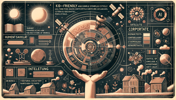 Chalkboard-style illustration of AI satellites.
