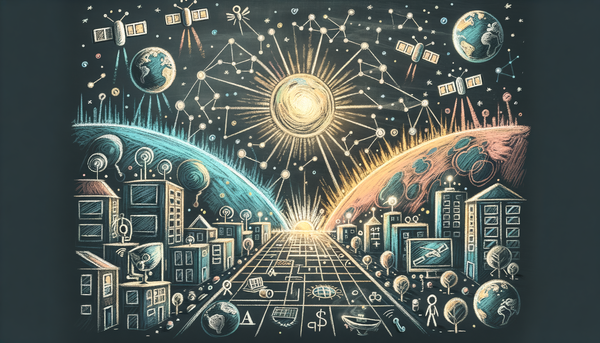 Hand-drawn illustration of connectivity with AI themes.