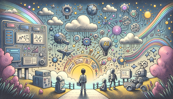 Colorful illustration of interconnected shapes symbolizing AI.