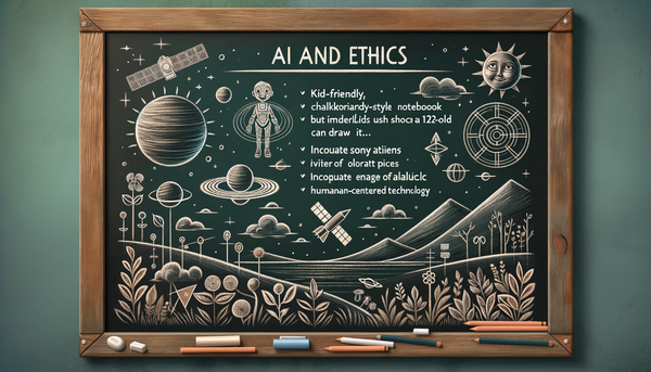 Chalkboard-style drawing of AI ethics
