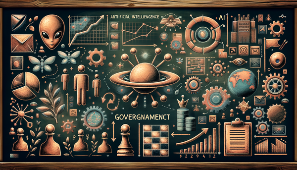 Cheerful chalkboard drawing of governance and AI.