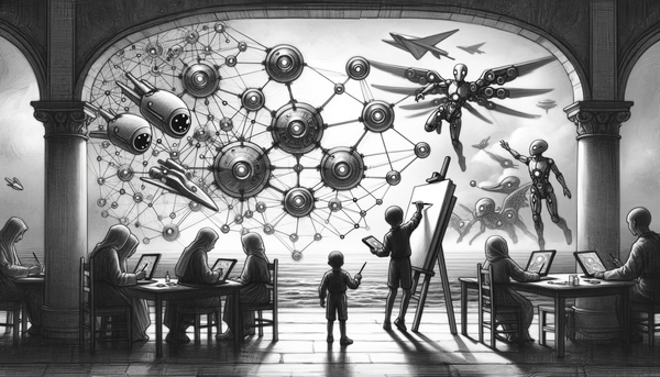 Futuristic landscape depicting connectivity and data.