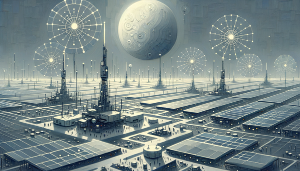 Minimalistic grayscale painting of AI technology