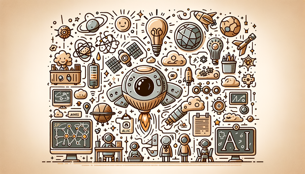 Retro-futuristic doodle representing Artificial Intelligence concepts.