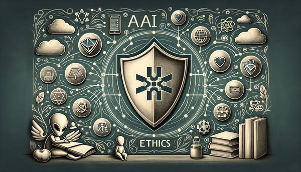 Chalkboard drawing of AI concepts with shields