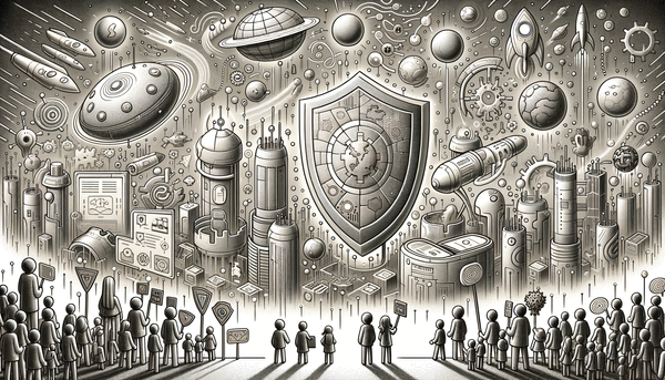 Abstract grayscale doodle representing futuristic governance concepts.