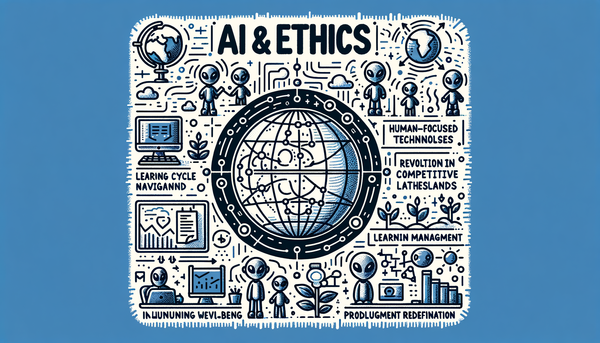 A hand-drawn illustration of networked globes representing AI ethics.