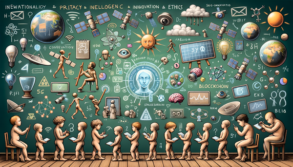 Playful chalkboard drawing of AI and ethics