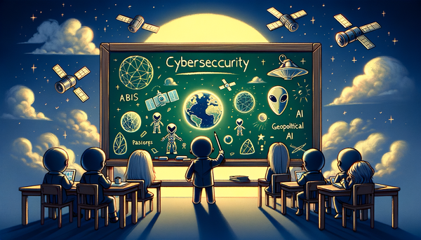 Chalkboard drawing of cybersecurity concepts.