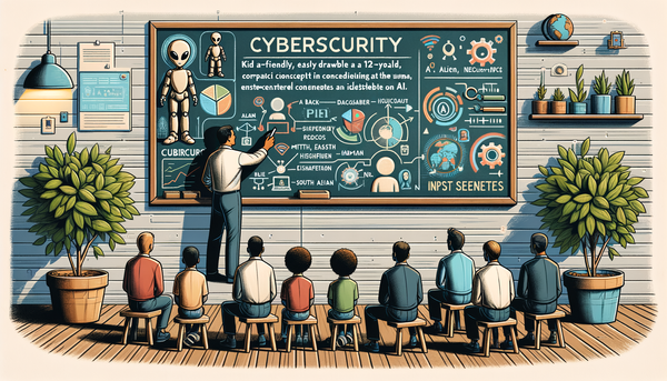 Retro-futuristic corporate meeting on cybersecurity