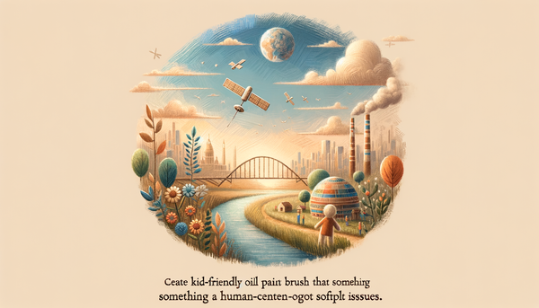 Illustration of AI satellites in a hopeful landscape.