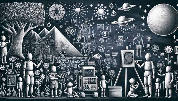 Simple chalkboard illustration of AI concepts