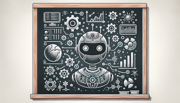 Chalkboard-style drawing of AI concepts with soft pastels.