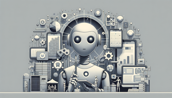 Minimalistic grayscale artwork representing automation and productivity.