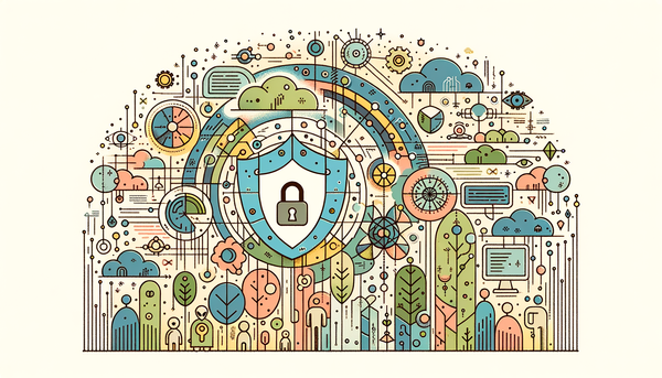 Futuristic doodle-style illustration of creativity and data privacy.