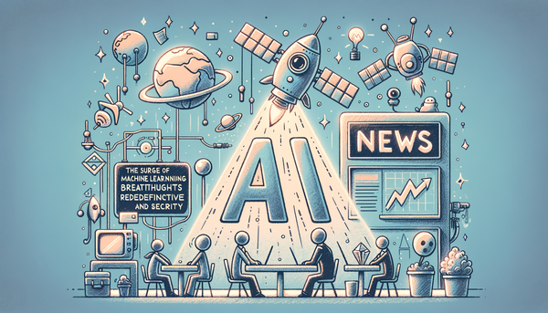 Futuristic doodle of tech news with soft pastels.