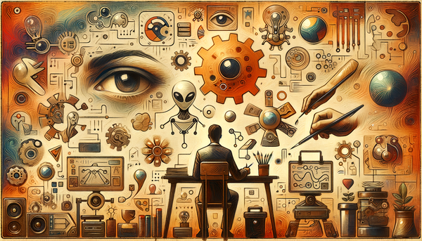 Artistic depiction of AI integration in a corporate setting.