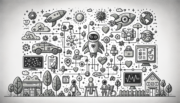 Hand-drawn doodle representing healthcare and AI integration.