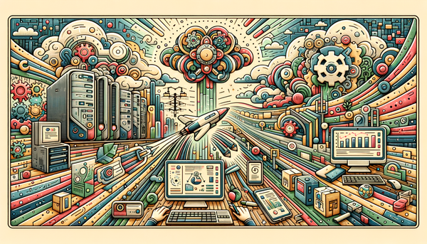 Stylized doodle of tech news and innovations.